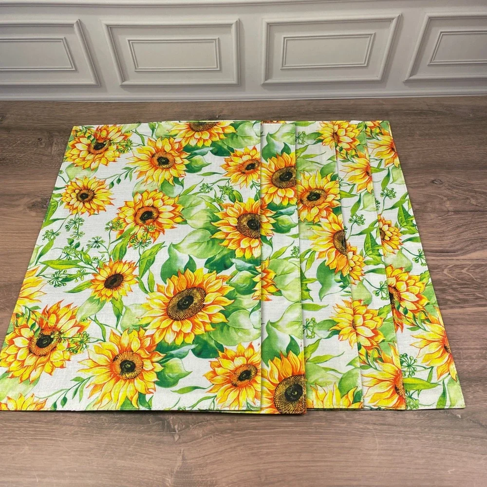 Home Collection Sunflower Placemats Set of 5 Fabric Dining Table Décor